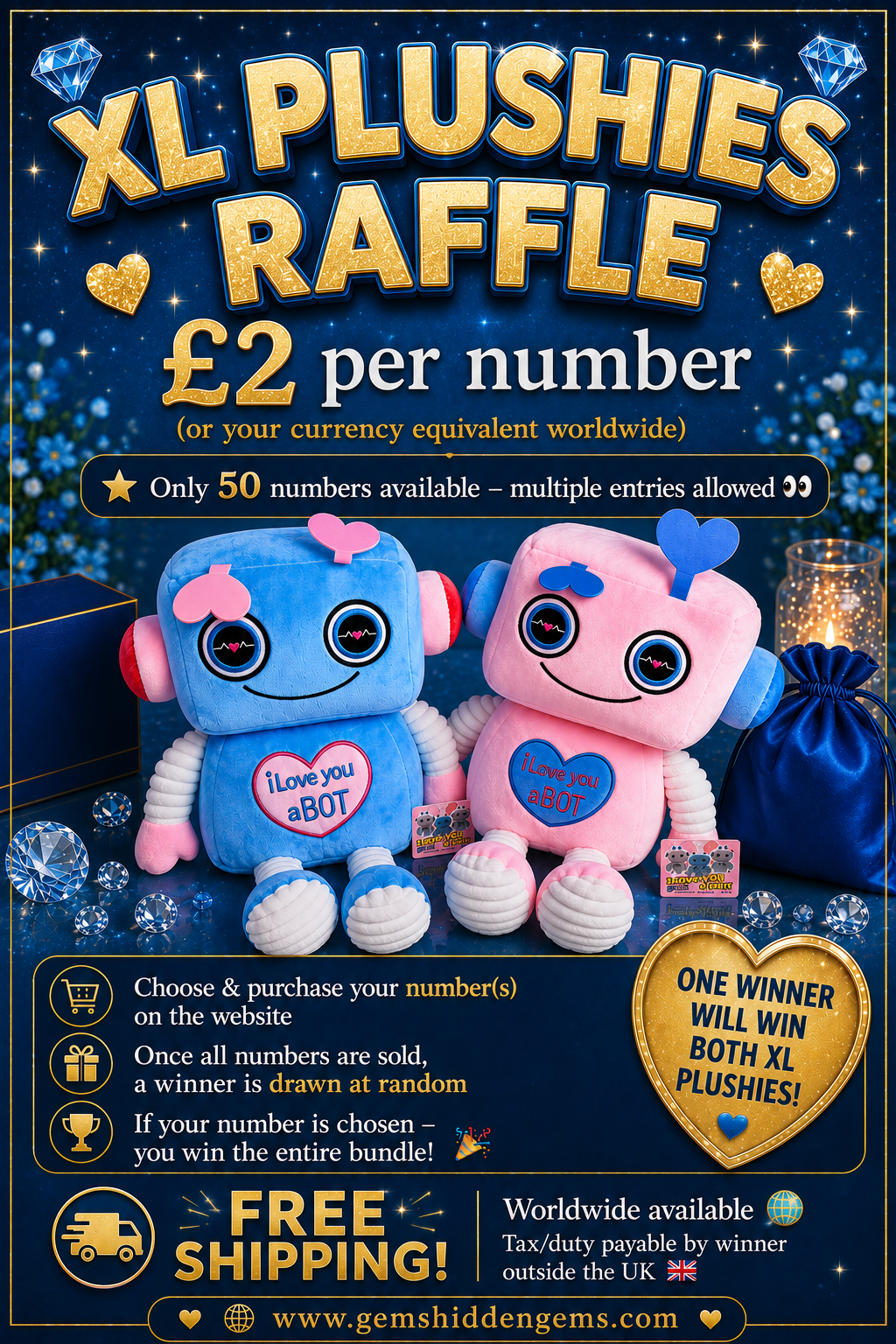 🤖 XL Plushies Raffle 💙🩷